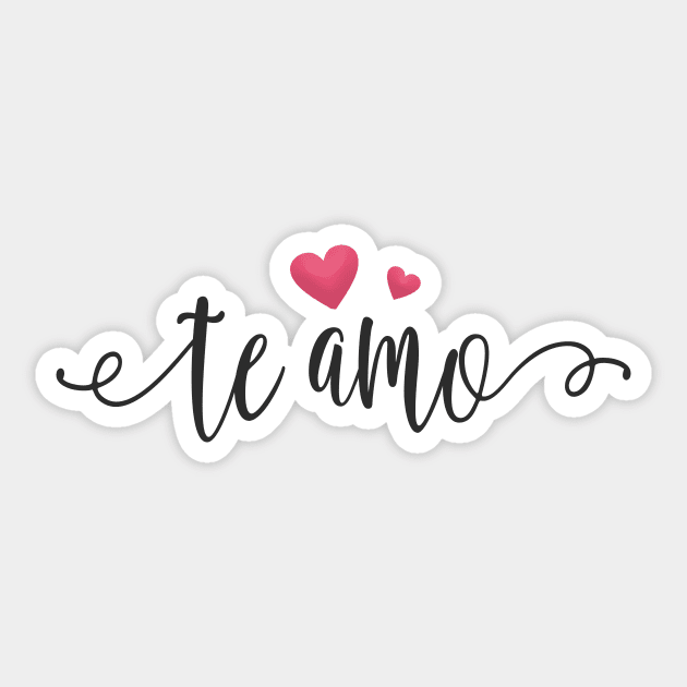 Te Amo Spanish I Love You Valentine Calligraphy Sticker by Jasmine Anderson